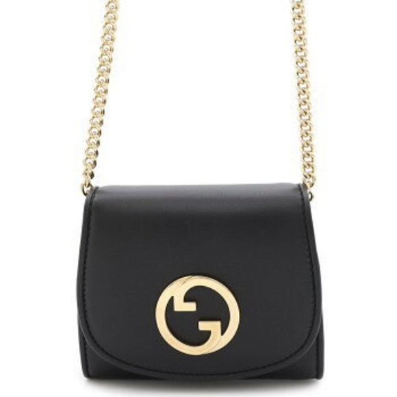 Gucci Interlocking GG Blondie Chain Wallet Black BAG - Picture 1 of 8
